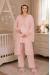 RİMEL Pudra Kısa Kollu Dantelli Lohusa Pijama Takım Sabahlık 33010